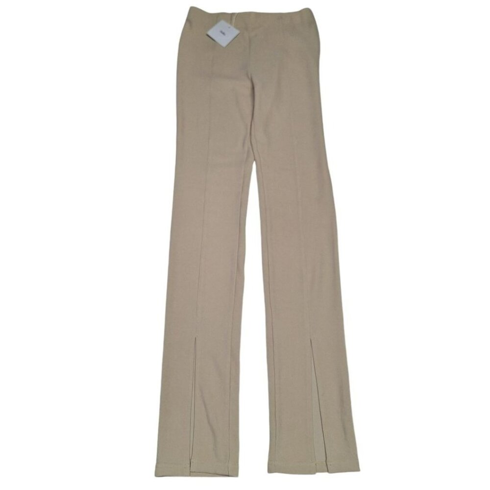 Adika Slit Bottom Pants Pull On Beige Tan Womens Medium Slim Stretch‎ Polyester